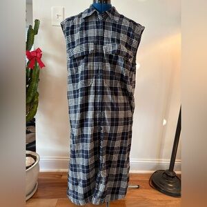 Banana Republic Blue and White Plaid Shirt Dress